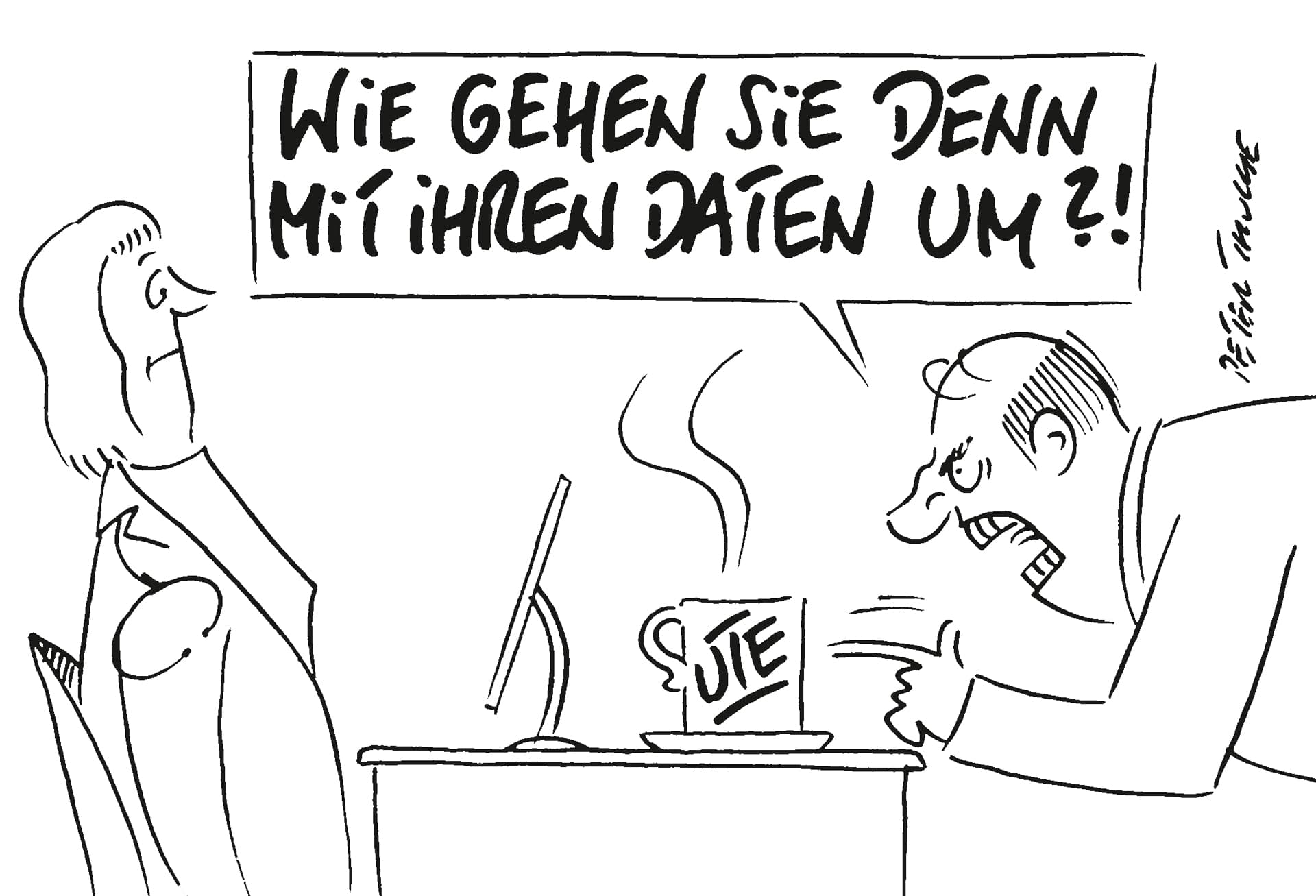 Cartoon Umgang mit Daten.