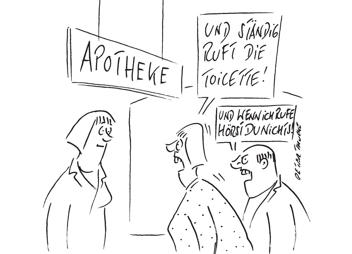 Cartoon: Die Toilette ruft.