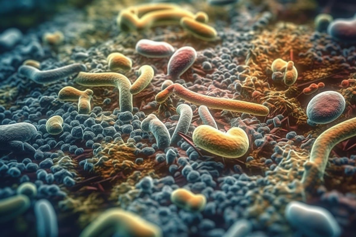 Probiotics Bacteria . Biology, Science Microscopic medicine. Digestion stomach escherichia coli, treatment, Health care medication, anatomy organism. Generative AI