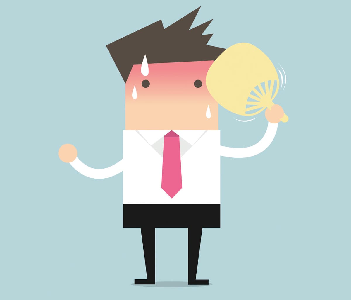 Cartoon-Illustration eines schwitzenden Mannes.