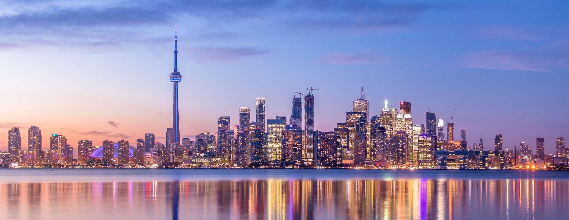 Toronto Skyline with purple light &#8211; Toronto, Ontario, Canada
