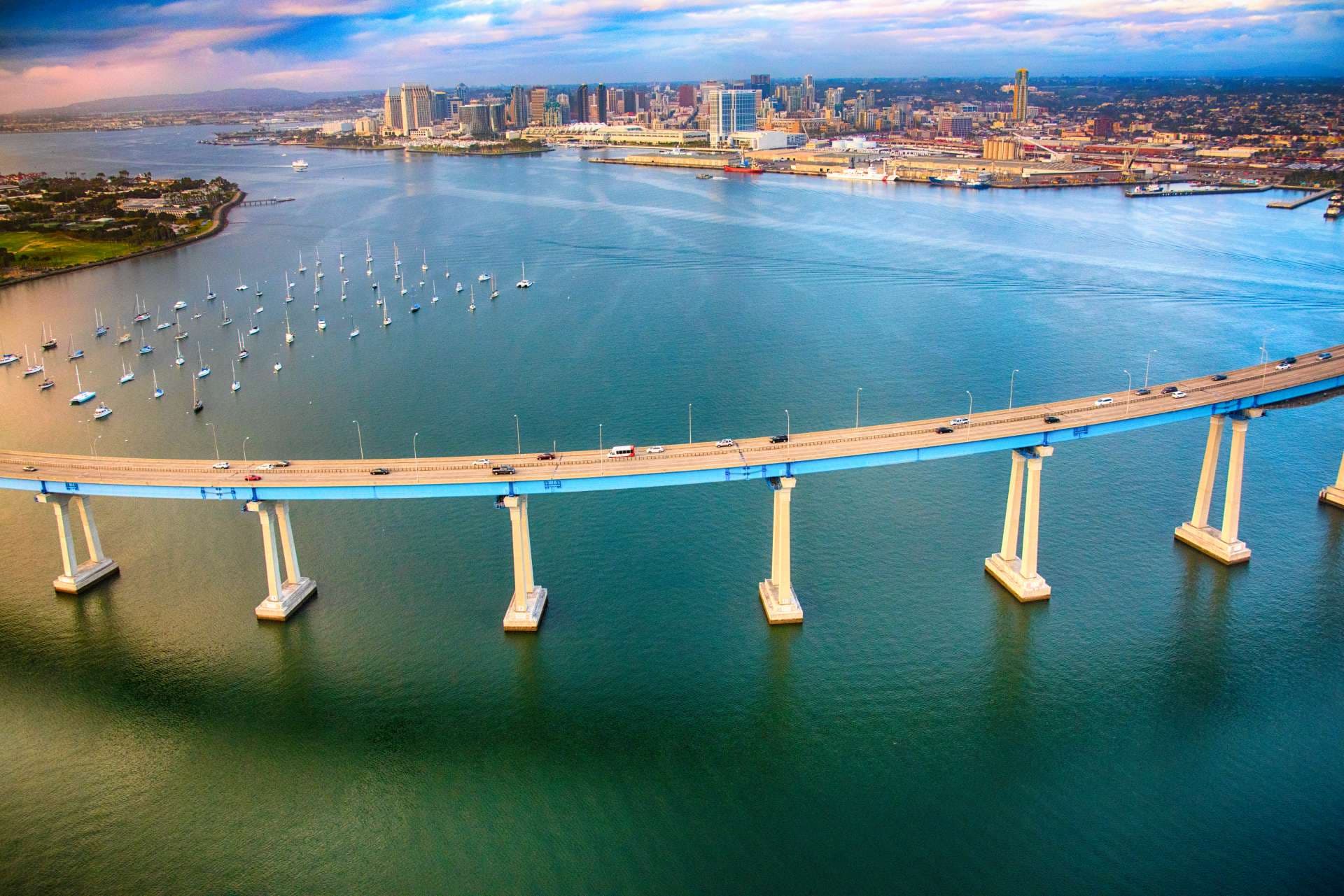 Coronado Bridge and Downtown San Diego California