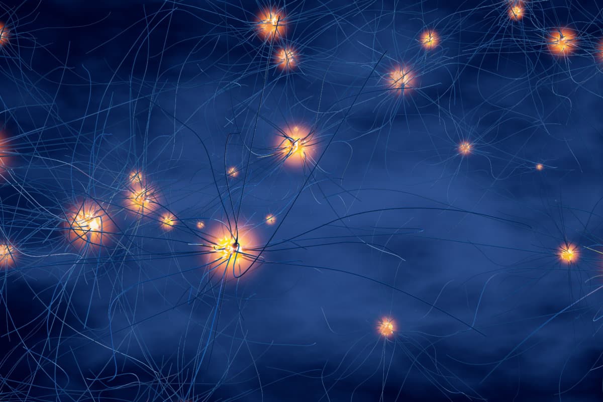 3D-Darstellung der Übertragung von Synapsen, Neuronen oder Nervenzellen