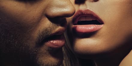 Beautiful portrait of young man lips