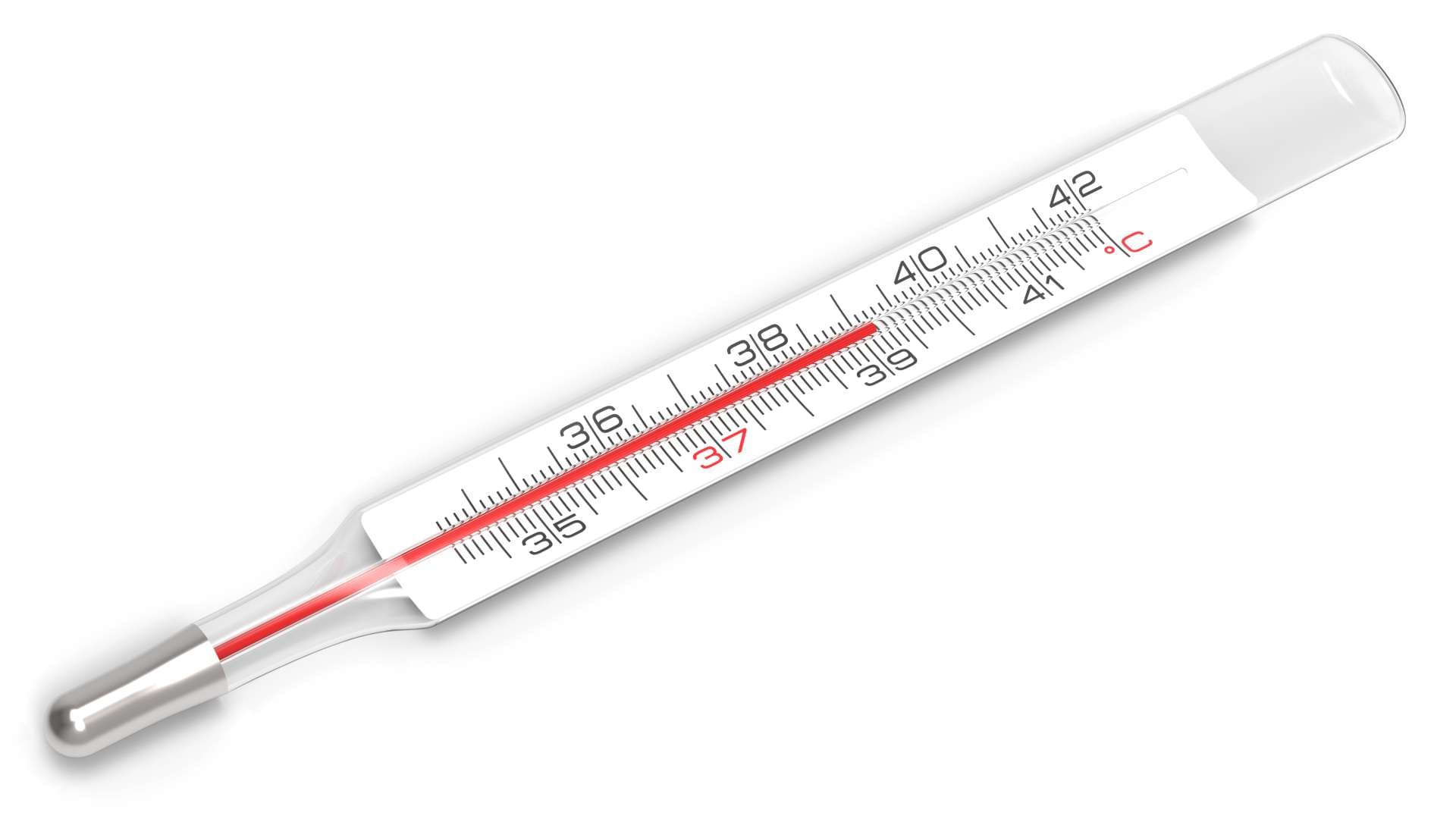 Fieberthermometer isoliert auf weißem Hintergrund 3D-Rendering