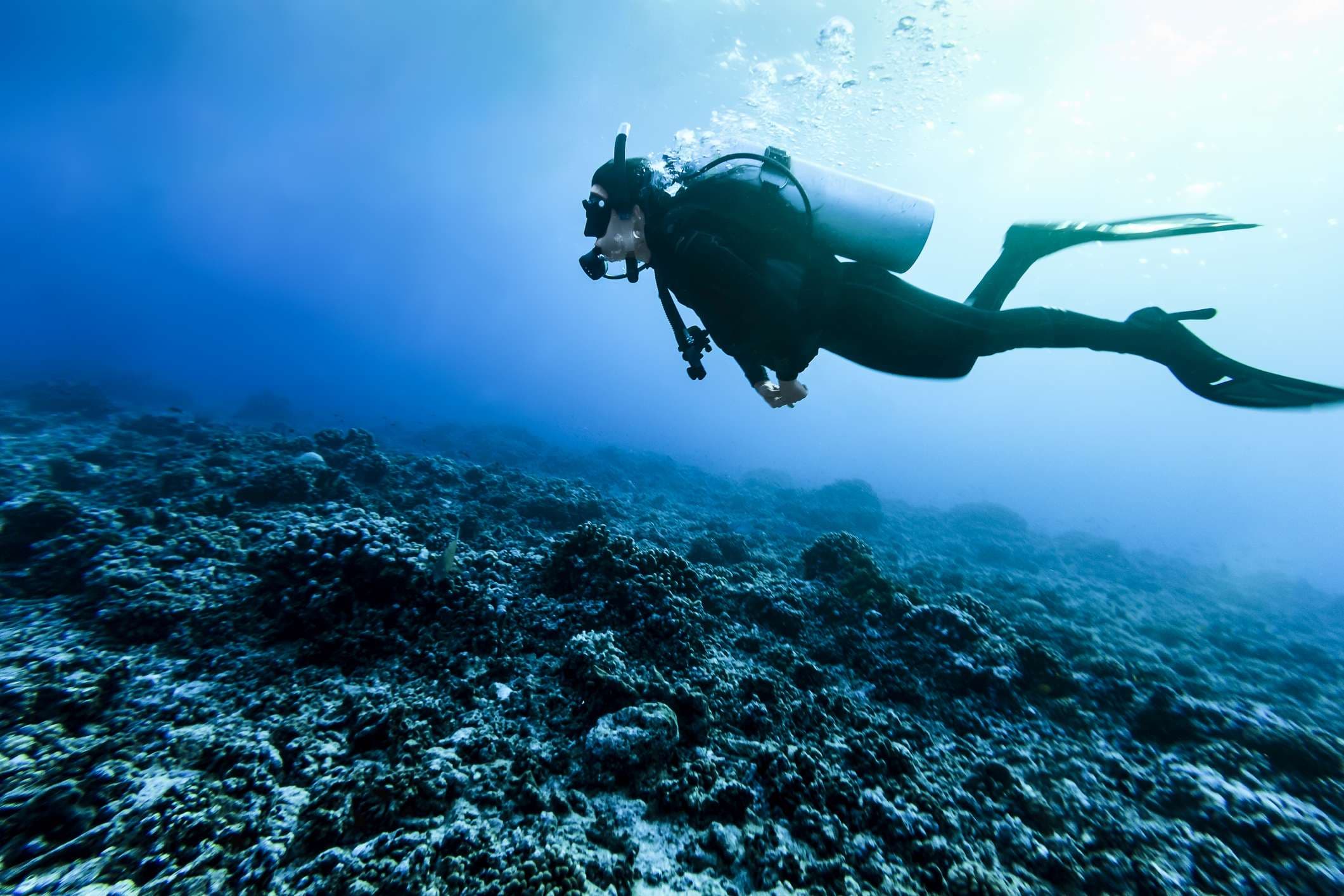 Frau Tauchen im Tiputa Pass, Rangiroa, Französisch-Polynesien?