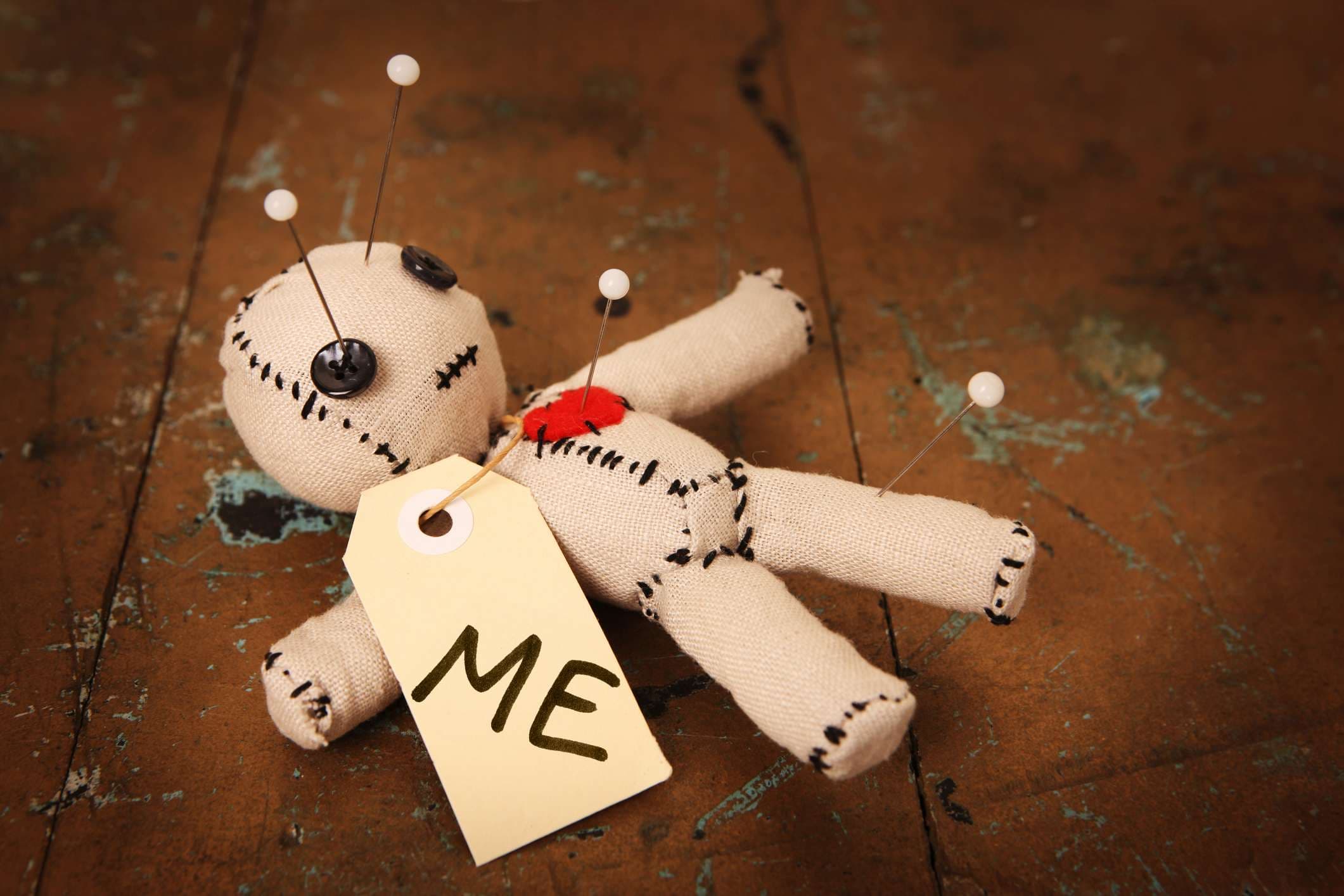 Cute handmade Voodoo Doll (made completely by me) with label marked "Me"