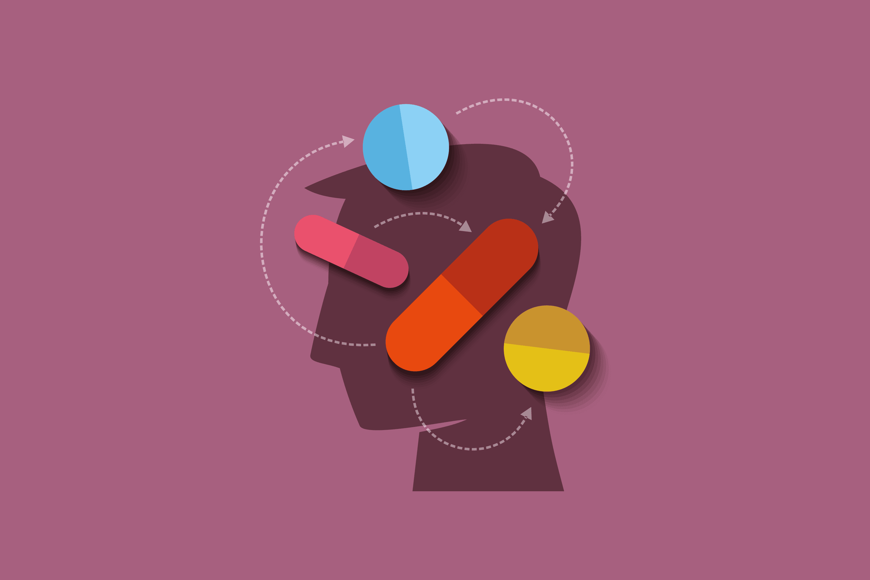 Menschlicher Kopf mit Medizin – Vektor Illustration