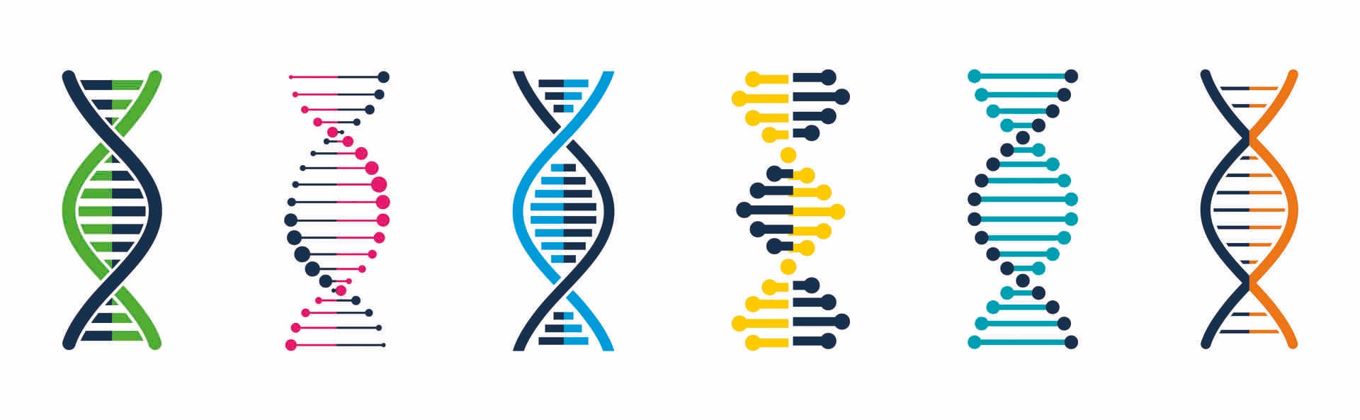 Satz von DNA-Elementen. Genetische Zeichen. Medizinische Symbole.