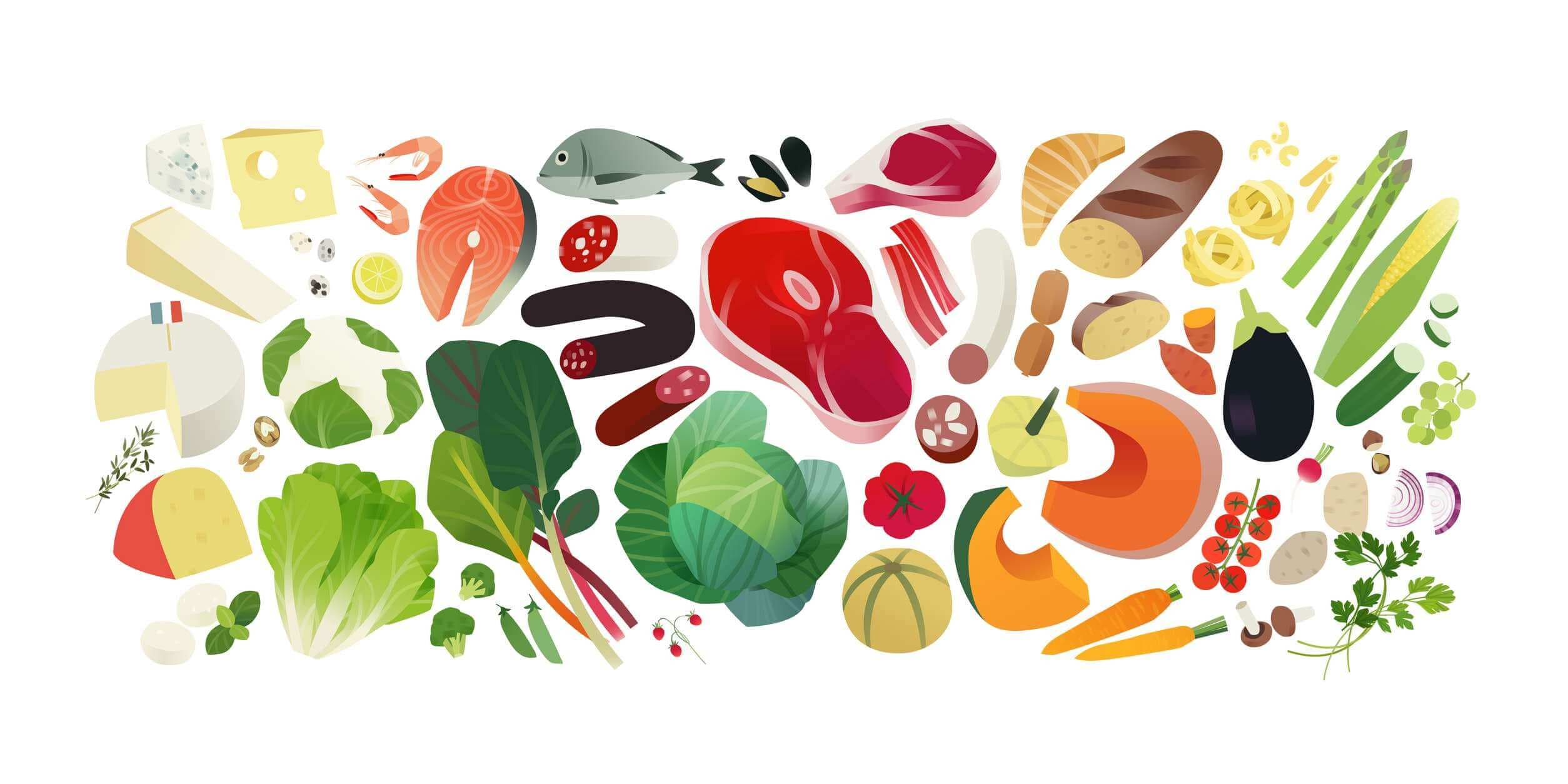 Ausgewogene Ernährung, Lebensmittelhintergrund, Konzept der gesunden Ernährung