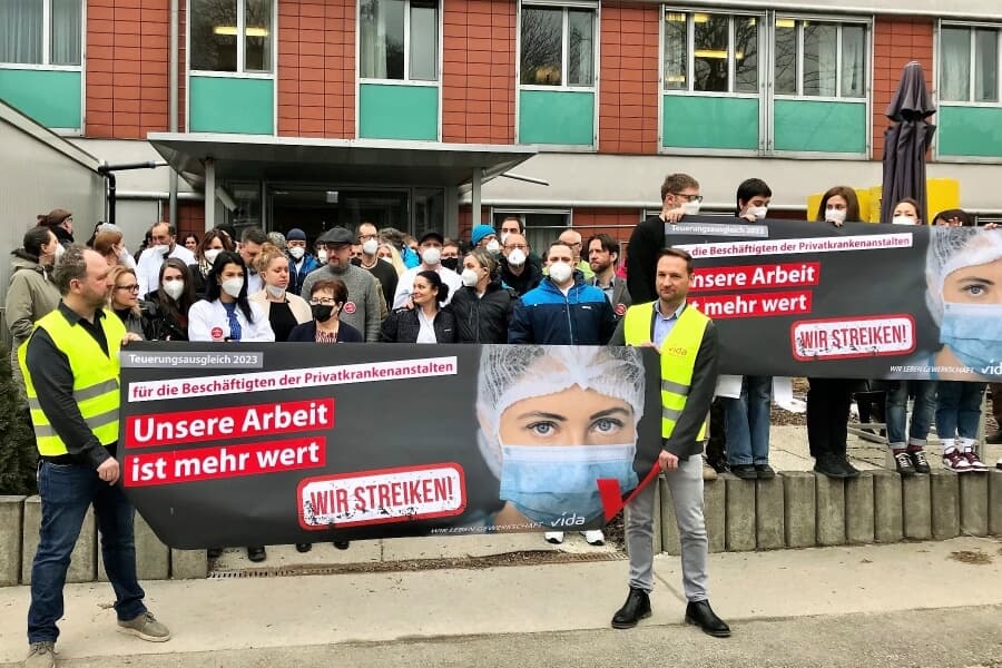 Warnstreik in Privatkrankenanstalten