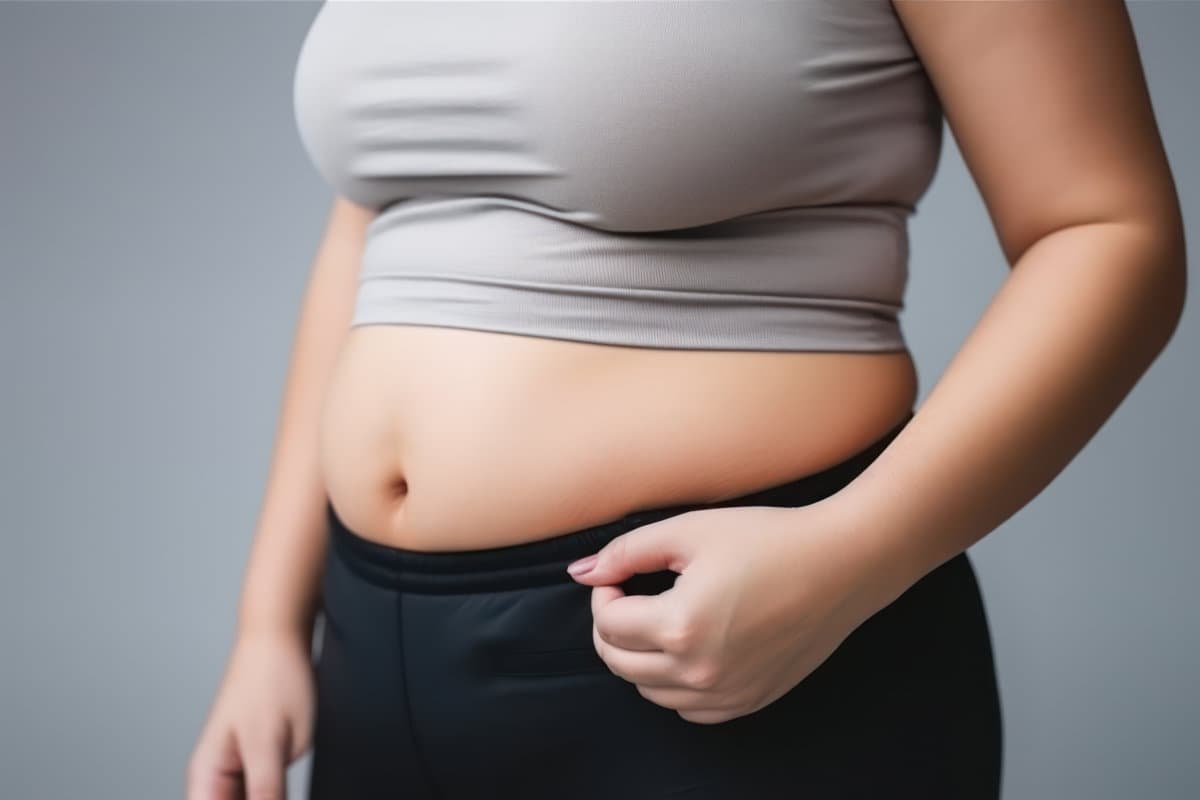 overweight woman, obesity belly generative ai.