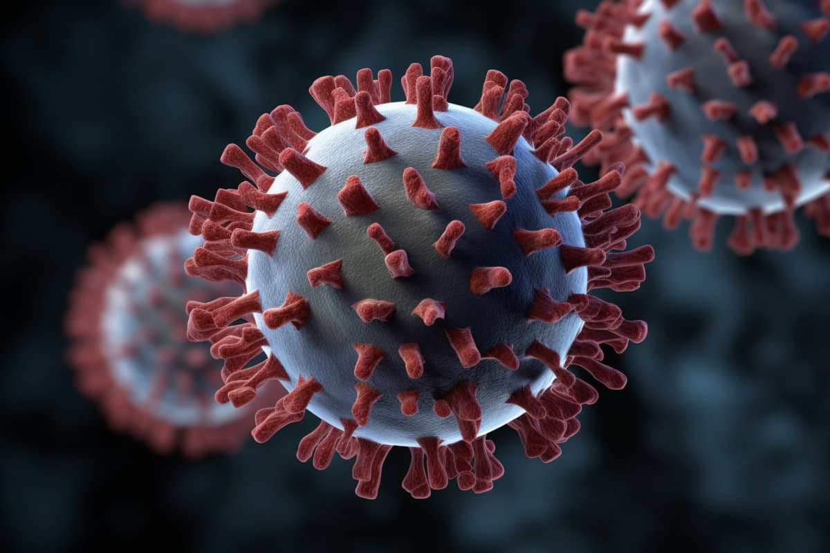 Coronavirus causing infectious diseases, close-up.