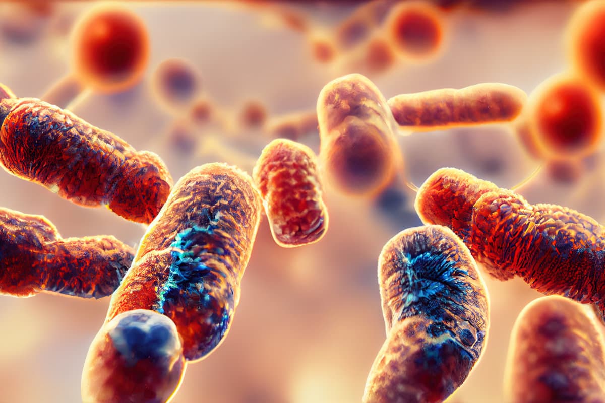 AMR Antimicrobial resistance - 3d illustration of damaged bacterias with antimicrobial antibiotic resistance