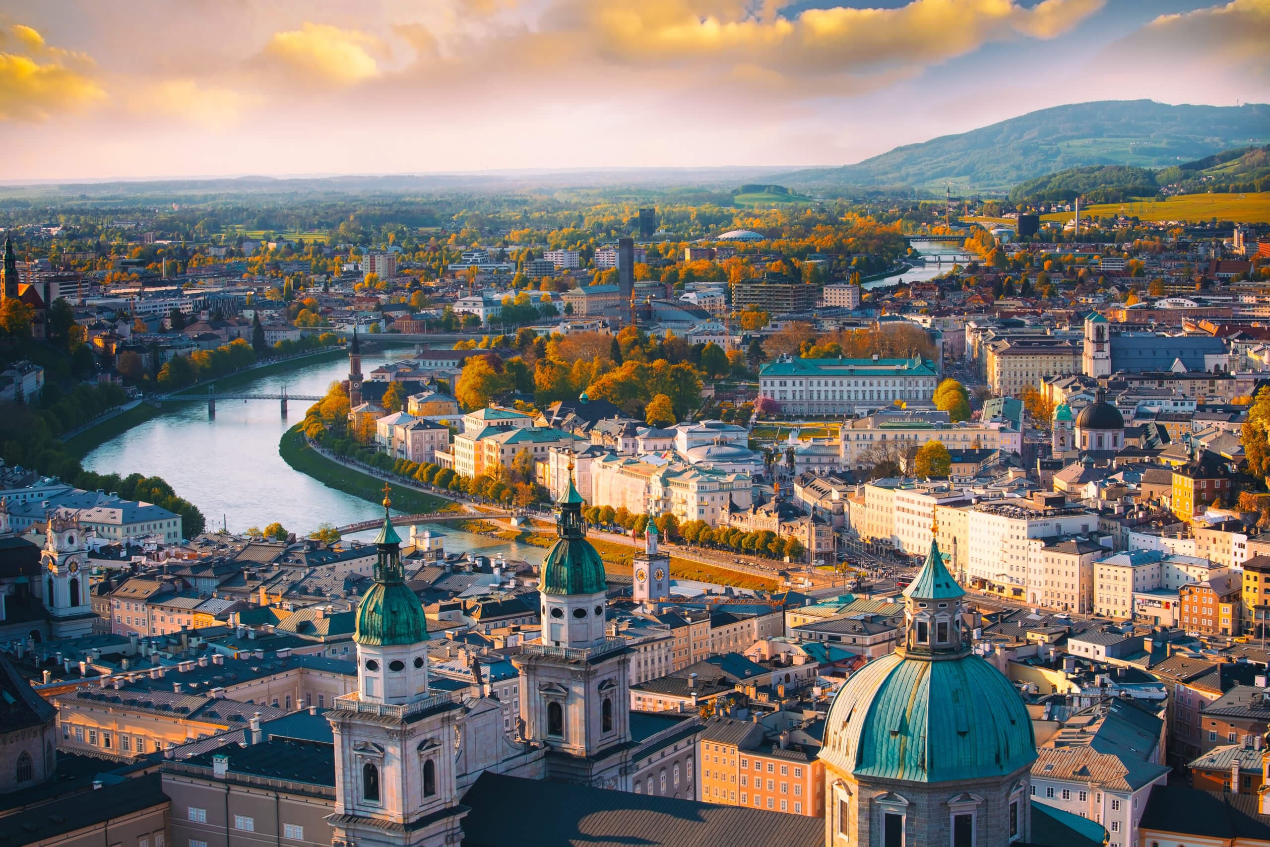 Beautiful of Aerial panoramic view in a Autumn season at a histo