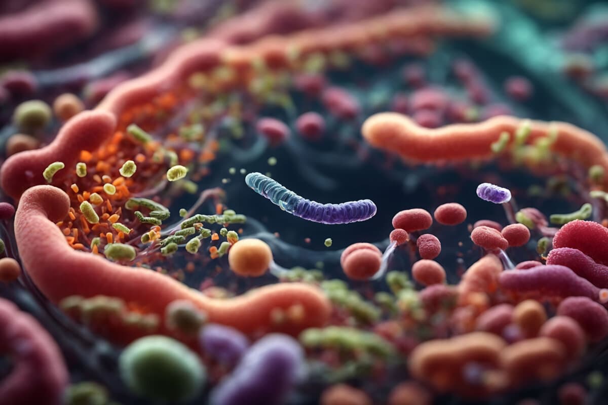 Abstract, the concepts of probiotics, bacteria, and their role in promoting digestive health and harnessing the body&#8217;s immune system to fight diseases like cancer more effectively. Viruses and infecti