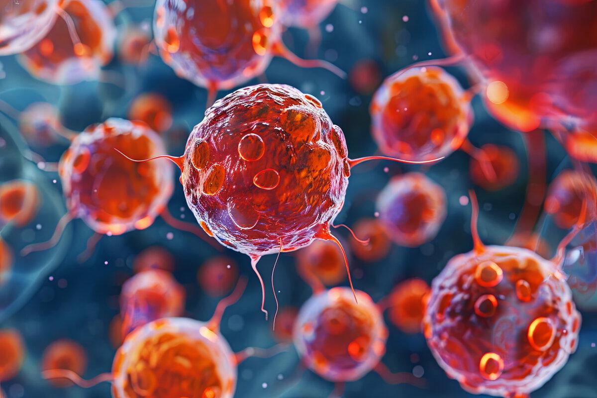Eine Vektordarstellung von Zellen der akuten myeloischen Leukämie, Wissenschaft, detailliert