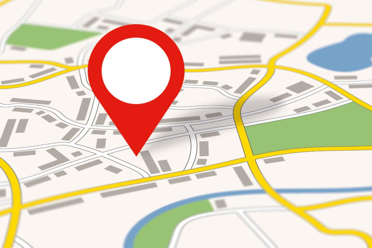 Ein allgemeiner Stadtplan mit einem Symbol