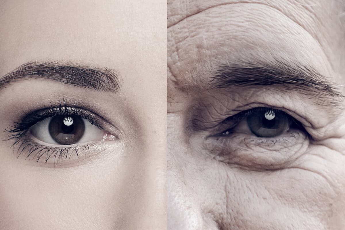 Altern: junges und altes Gesicht