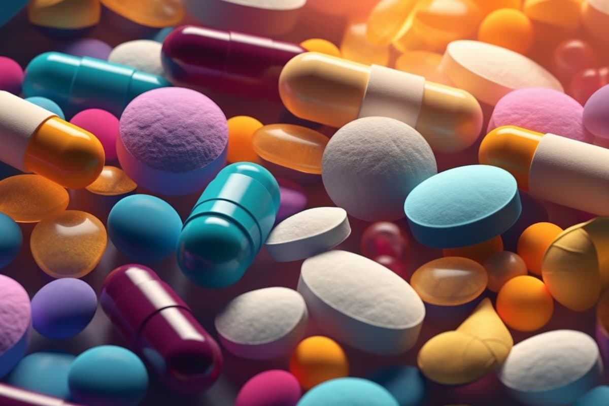 Generative AI – Background with many different medications