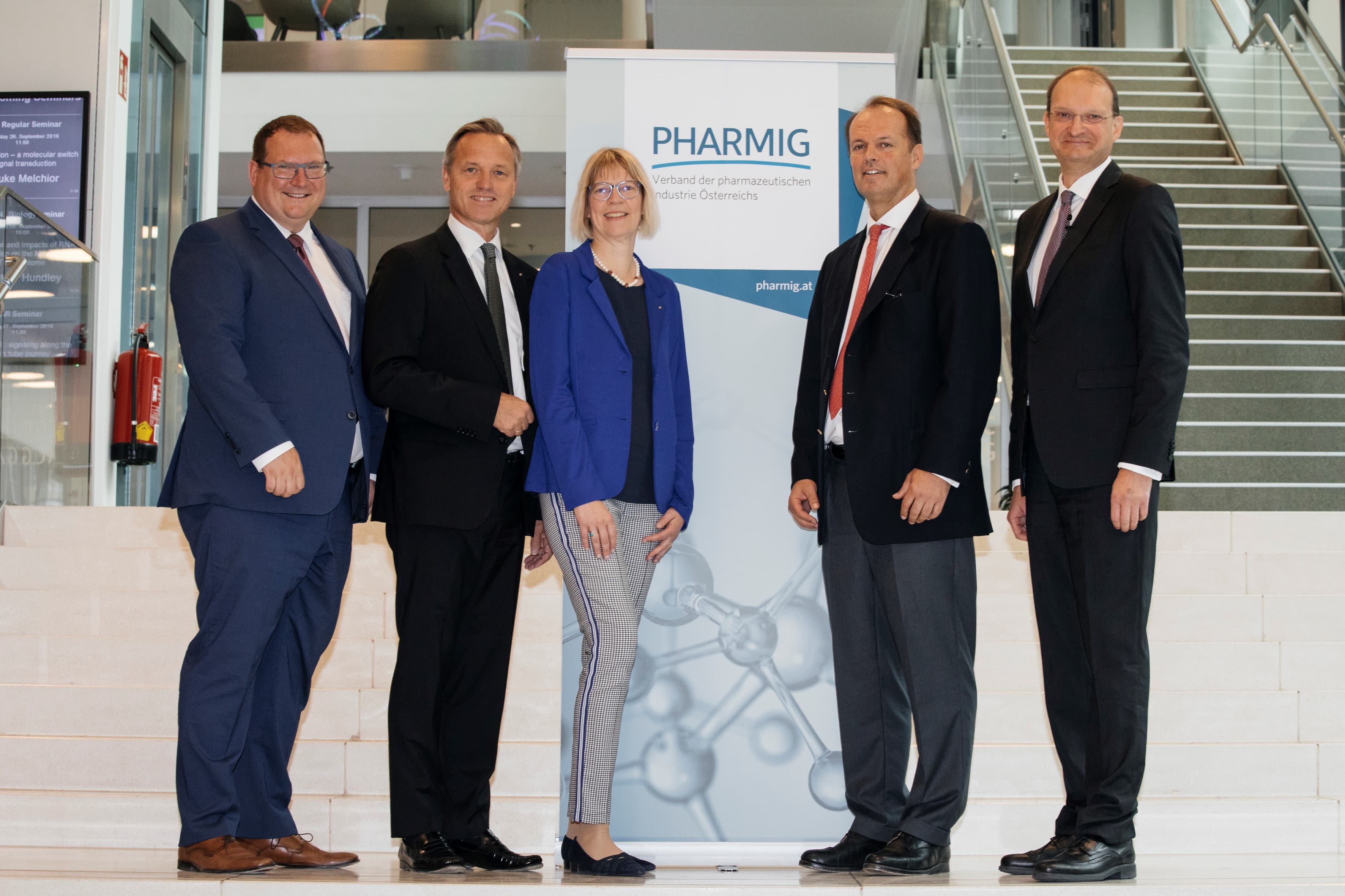 Bernhard Witmann (Sigmapharm), Robin Rumler (Pfizer) Astrid Müller (Biogen Austria),Philipp von Lattorff (Böhringer Ingelheim), Alexander Herzog (Pharmig)