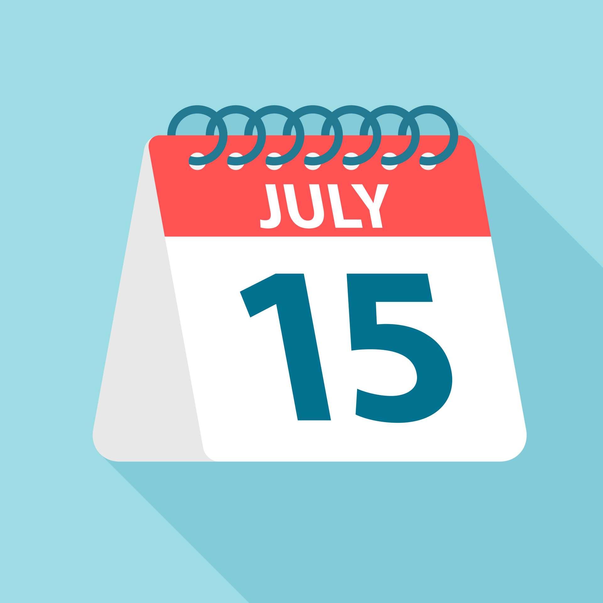 15. Juli - Kalendersymbol - Vektor-Illustration