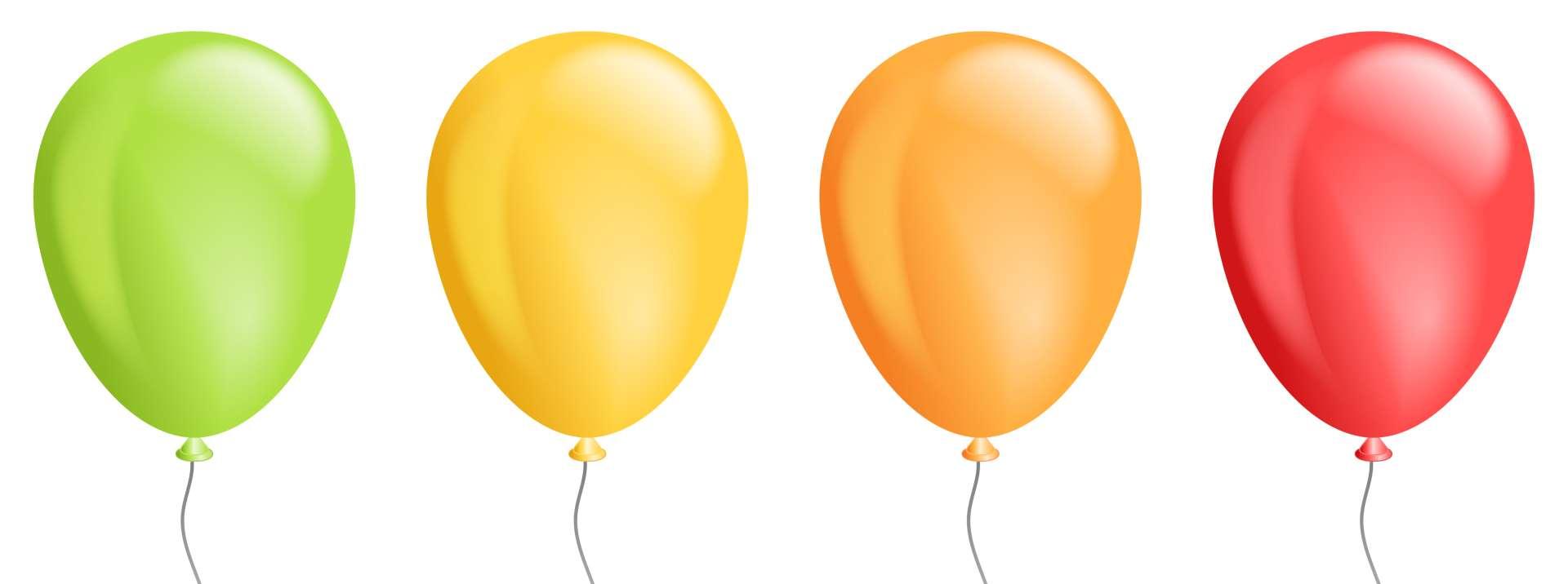 Vektorsatz realistische isolierte bunte Ballons für Schablonen- und Einladungsdekoration auf dem transparenten Hintergrund. Konzept der Geburtstags- und Jubiläumsfeier. Lager Illustration