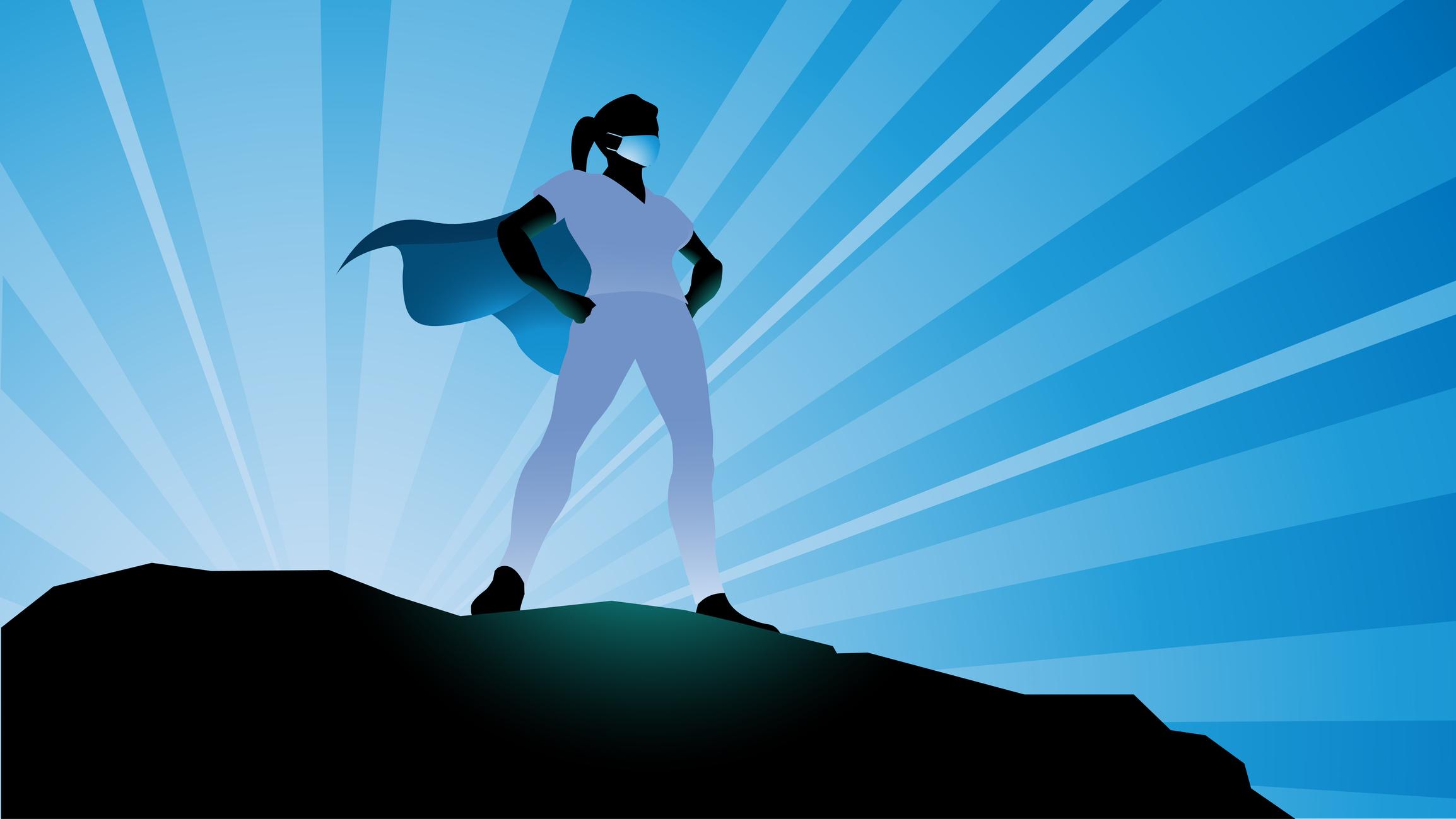 Vector Female Healthcare Worker Superheld Silhouette Stock Illustration