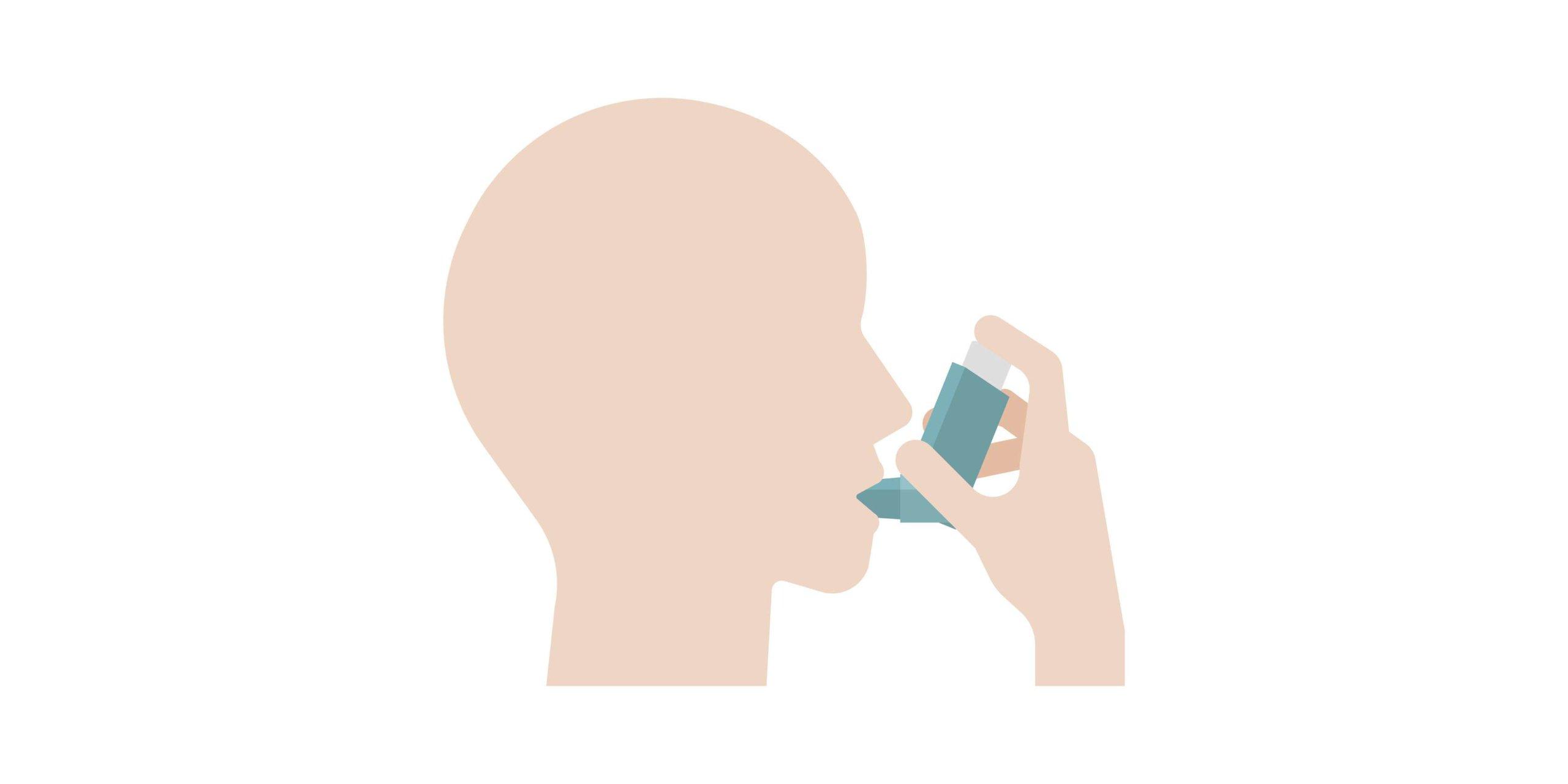 Asthmapatienten verwenden grafische Informationen zum Inhalator, flaches Design