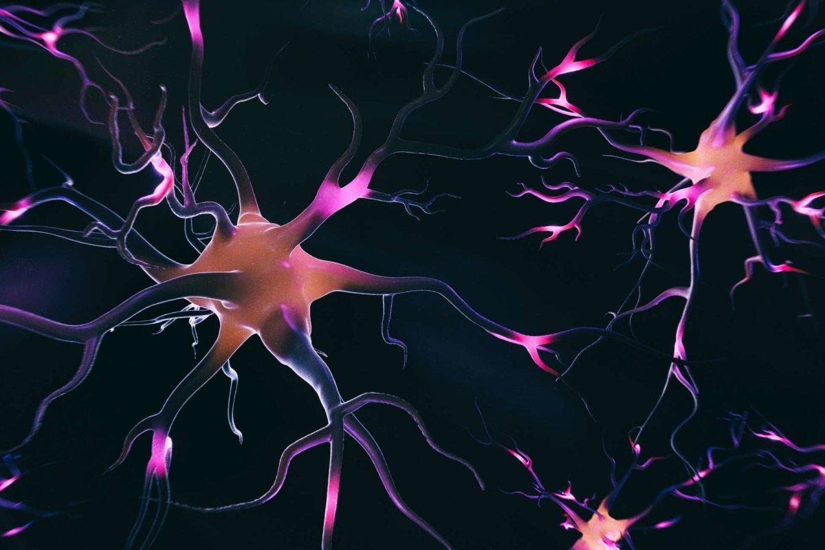 Abstraktes 3D-Bild von Nervenzellen