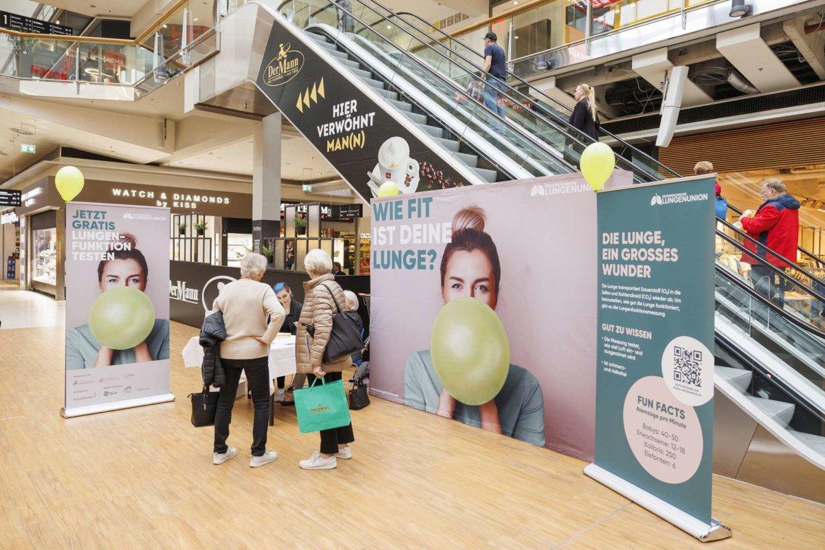 Kampagne: Lungenfitness im Einkaufszentrum messen