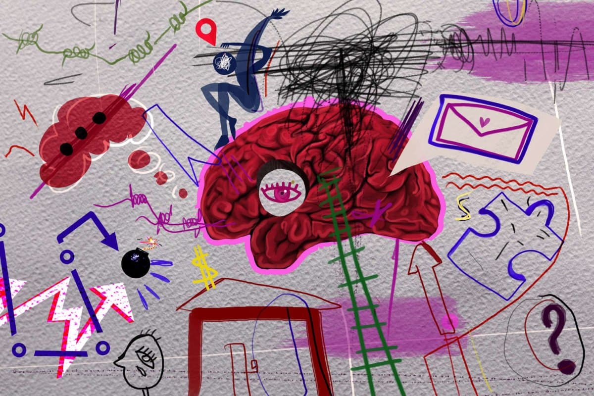 Komplizierte Illustration eines verwirrten Gehirns