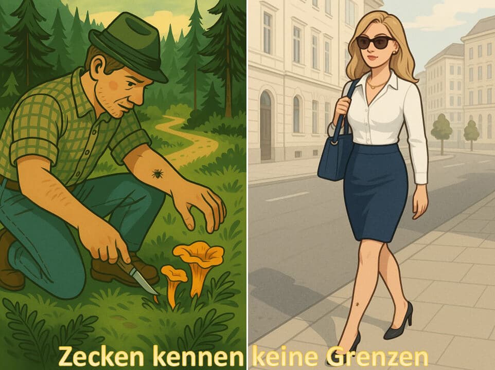 Zecken können überall lauern, sie kennen keine Stadtgrenzen. Nicht nur klassisch bei Schwammerlsuchern sondern auch bei Stadtmenschen sollte man an Borreliose denken!