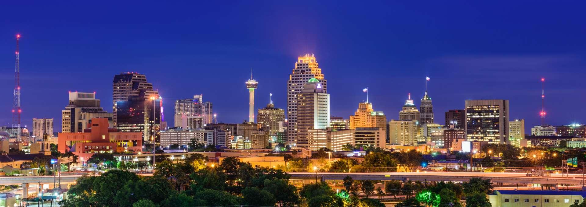 Skyline von San Antonio, Texas, USA.